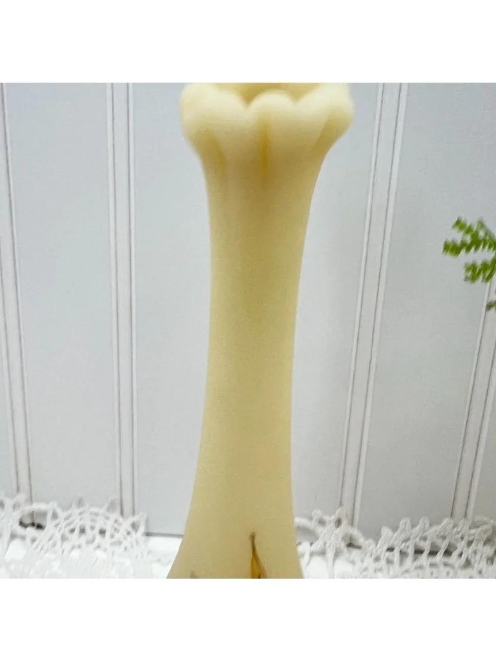 Fenton Custard Glass Satin Pedestal Swung Bud Vase Hand Painted Artist Signed